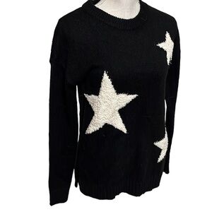 Ana black pullover sweater with white stars. XS
